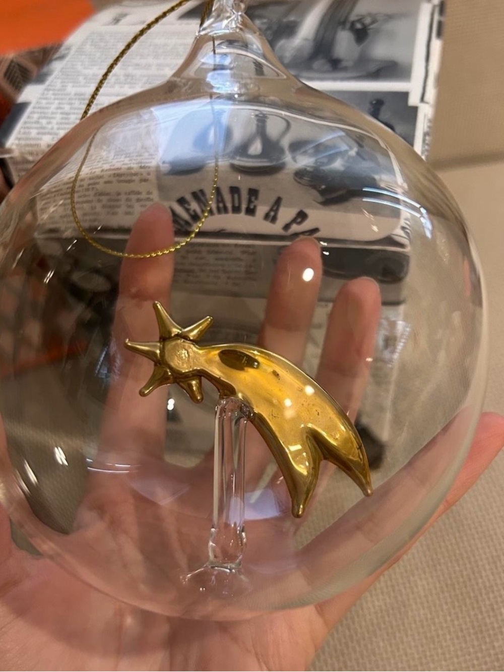 Diptyque Glass Ornament with Gold Shooting Star Accent Limited Edition.